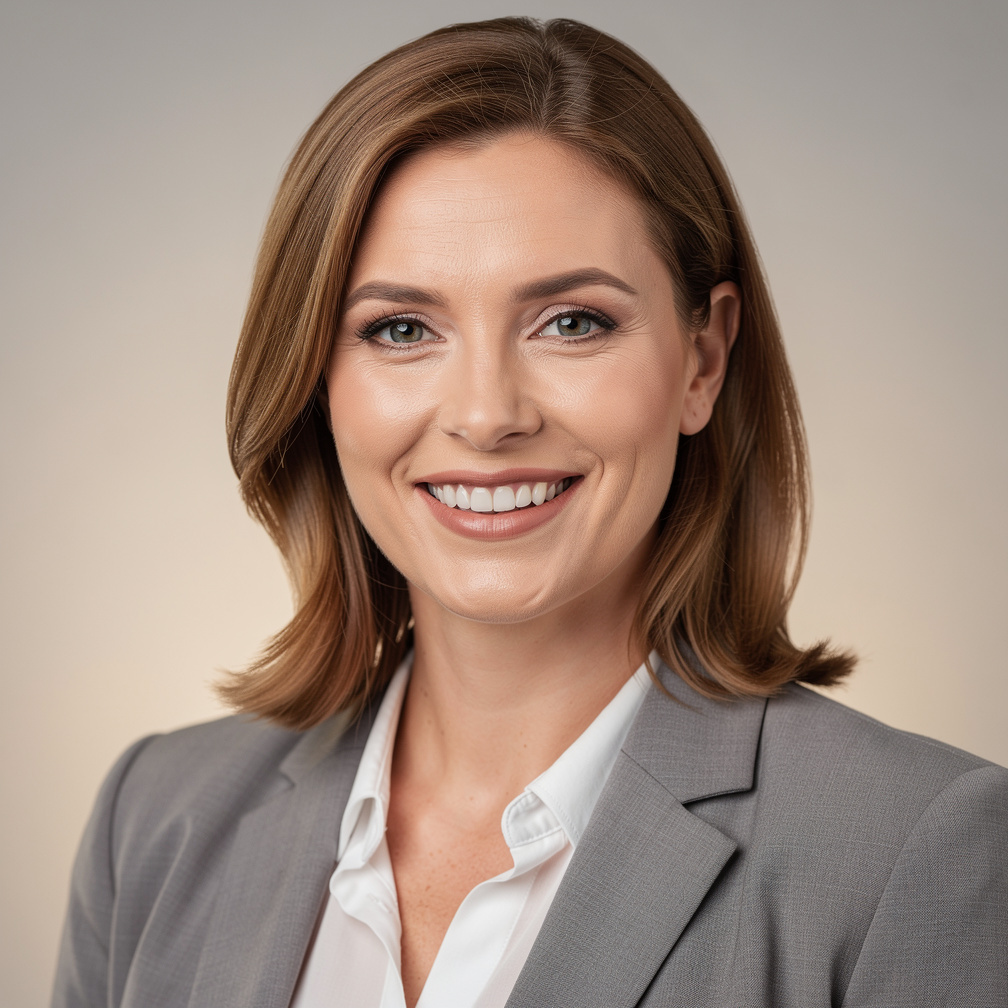 Studio portrait of a smiling businesswoman